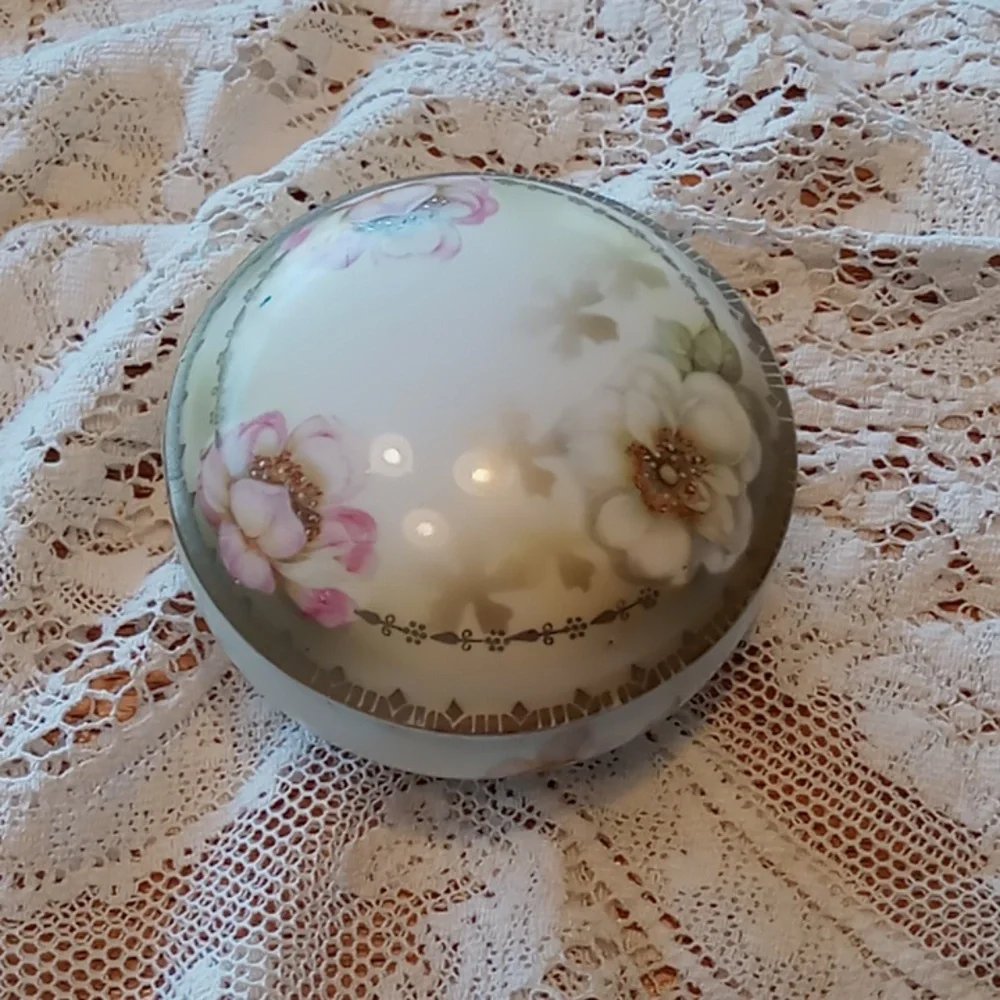 Antique Prov Saxe Porcelain 5 Piece Floral Hand-painted Vanity Set
